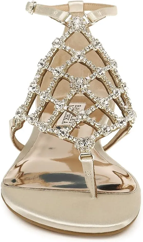 Badgley Mischka Women's Ankle Strap, Flat Sandal