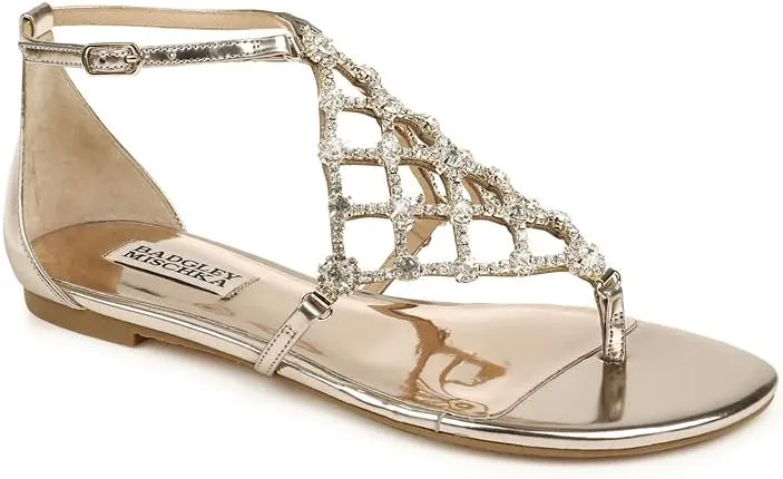 Badgley Mischka Women's Ankle Strap, Flat Sandal