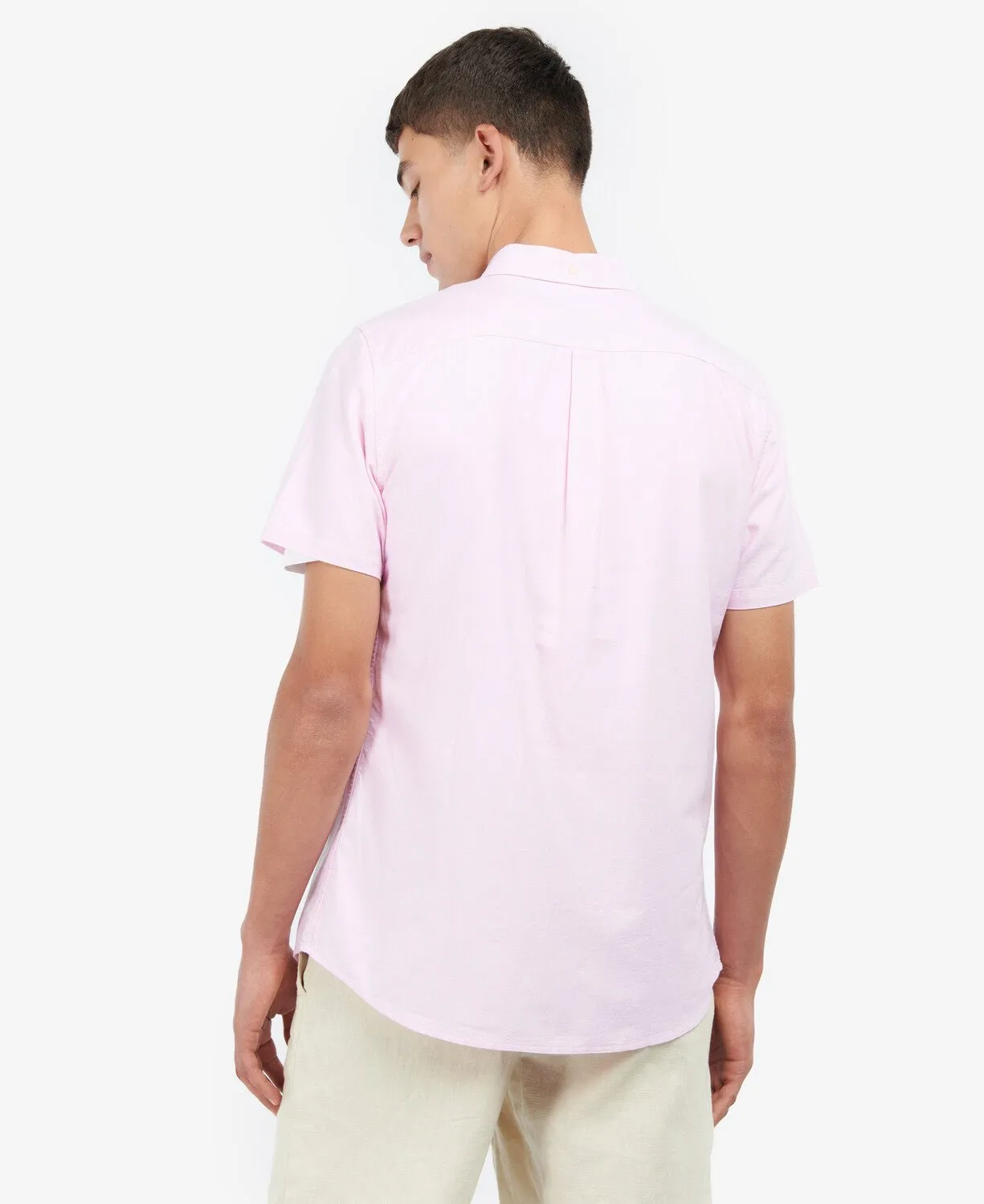 BARBOUR Oxford Short Sleeve Tailored Cotton Shirt PINK