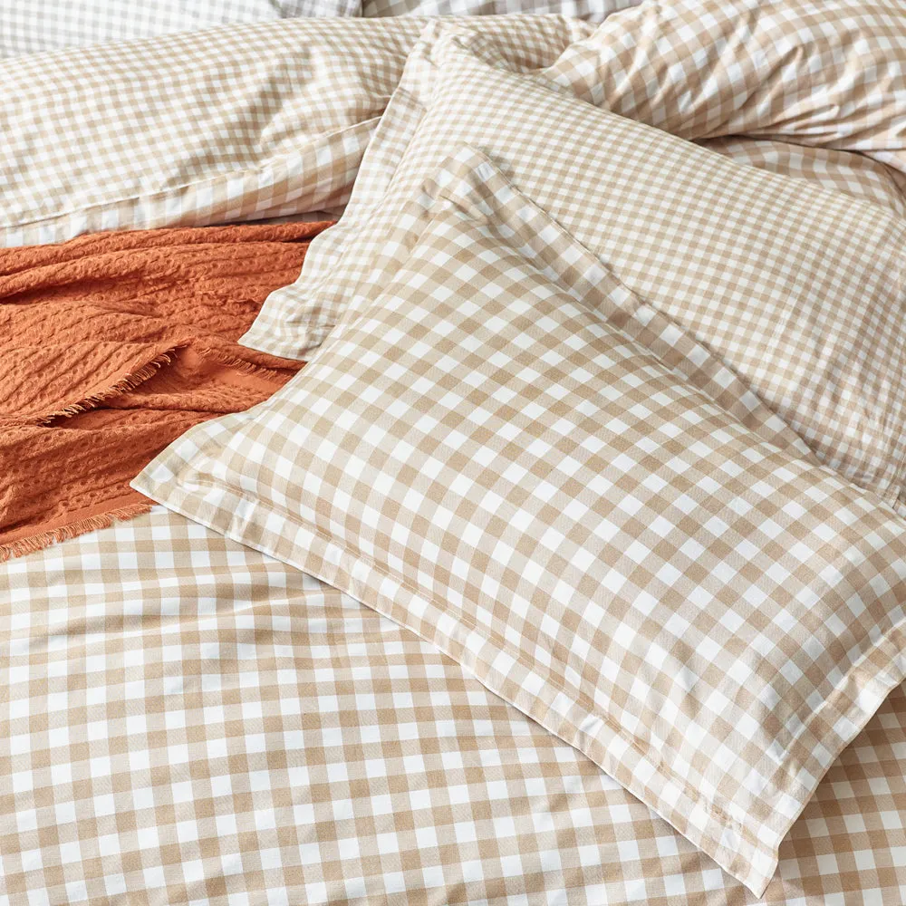 Barton Gingham Check Duvet Cover Set Biscuit