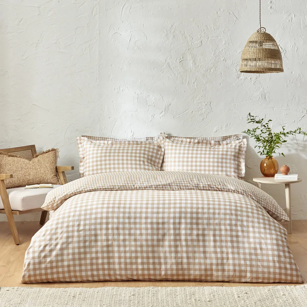 Barton Gingham Check Duvet Cover Set Biscuit