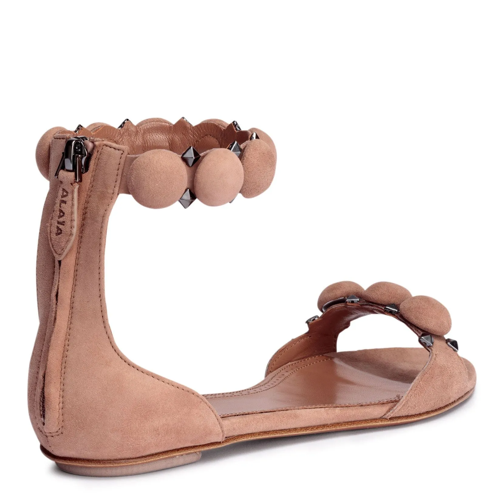 Beige suede bomb flat sandals