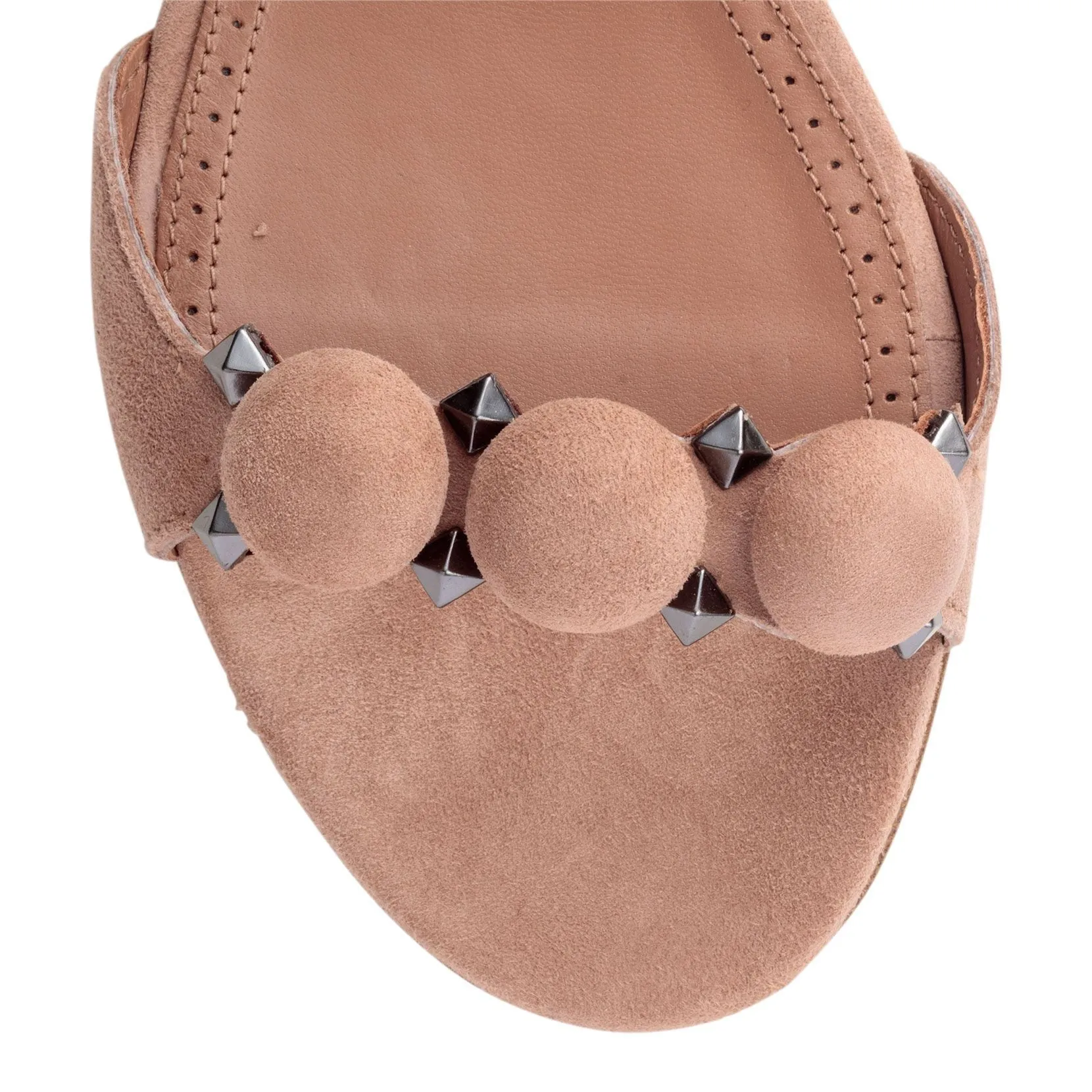 Beige suede bomb flat sandals
