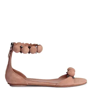 Beige suede bomb flat sandals
