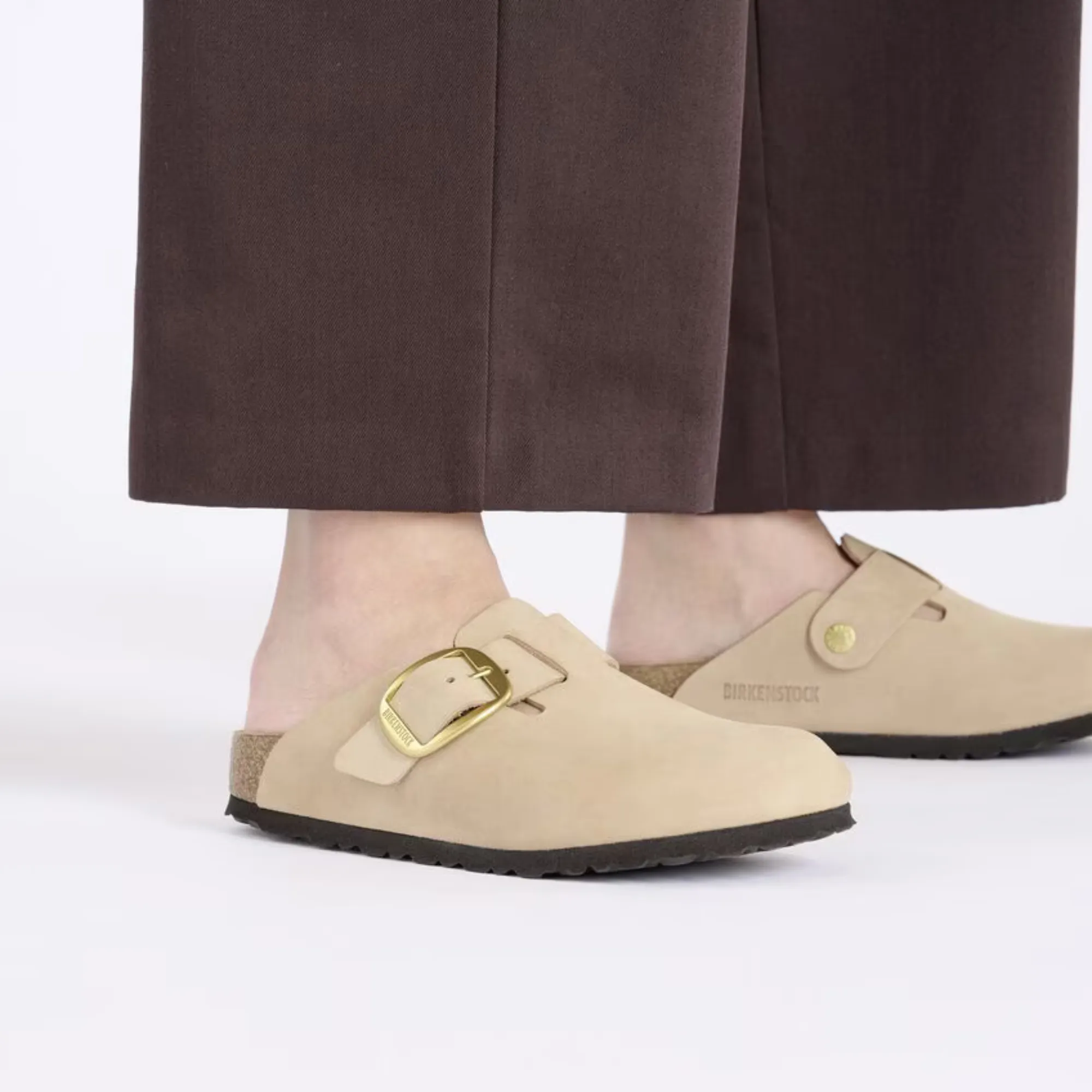 Birkenstock Boston Big Buckle Narrow Clog - Sandcastle Nubuck