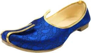 Blue Mojari for Indian Mens Tradition Ethnic Jutti and Sherwani Shoes for Wedding