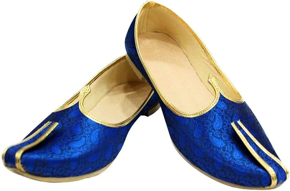 Blue Mojari for Indian Mens Tradition Ethnic Jutti and Sherwani Shoes for Wedding