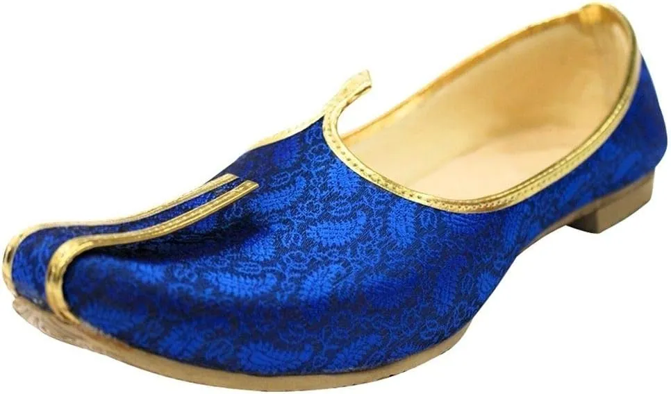Blue Mojari for Indian Mens Tradition Ethnic Jutti and Sherwani Shoes for Wedding