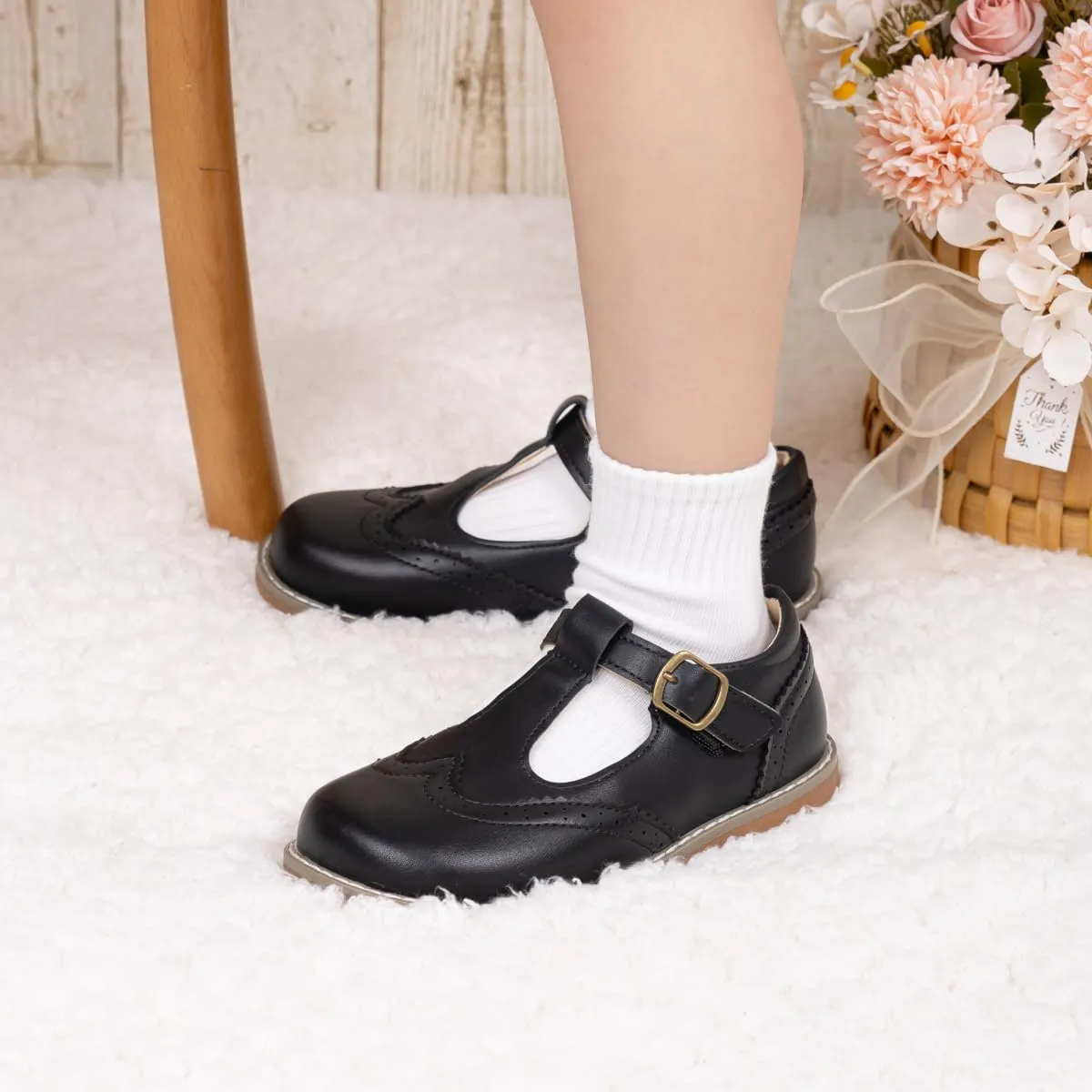 Boy's Girl's Classic T-Strap Dress Shoes Wedding Party Church School Uniform Oxford for Toddler/Little Kid