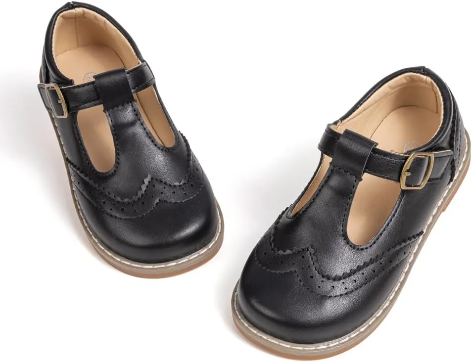 Boy's Girl's Classic T-Strap Dress Shoes Wedding Party Church School Uniform Oxford for Toddler/Little Kid