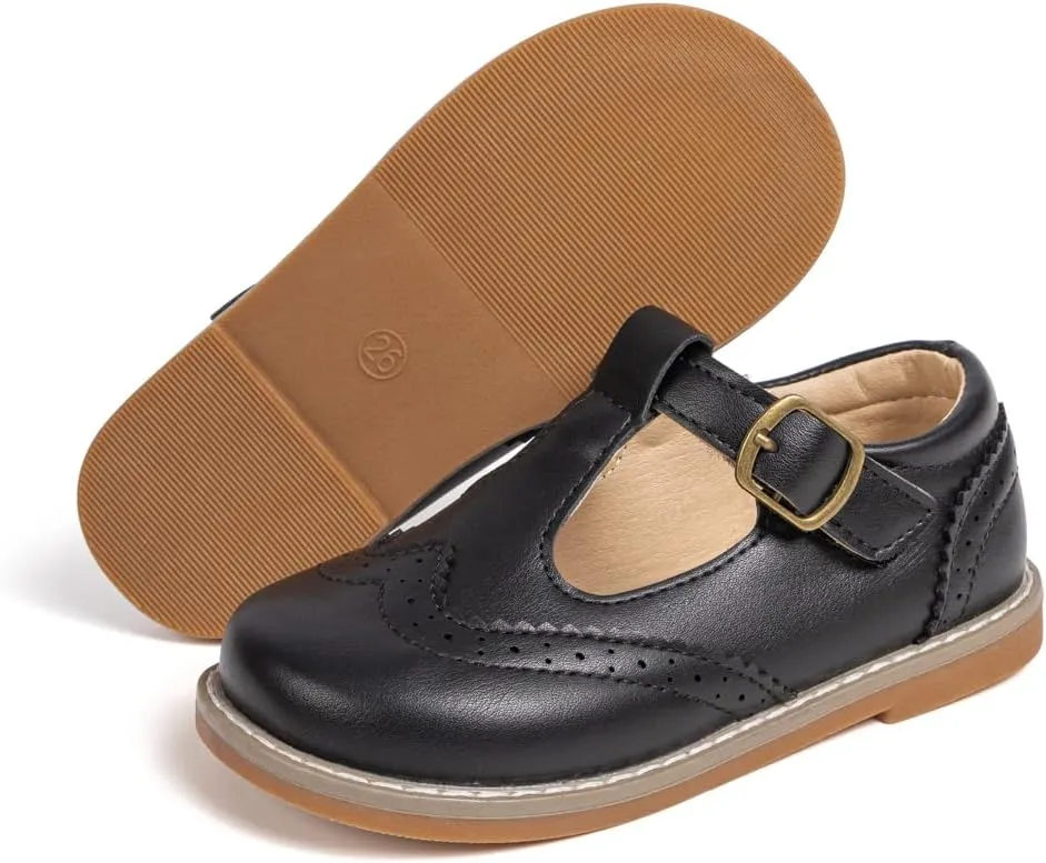 Boy's Girl's Classic T-Strap Dress Shoes Wedding Party Church School Uniform Oxford for Toddler/Little Kid