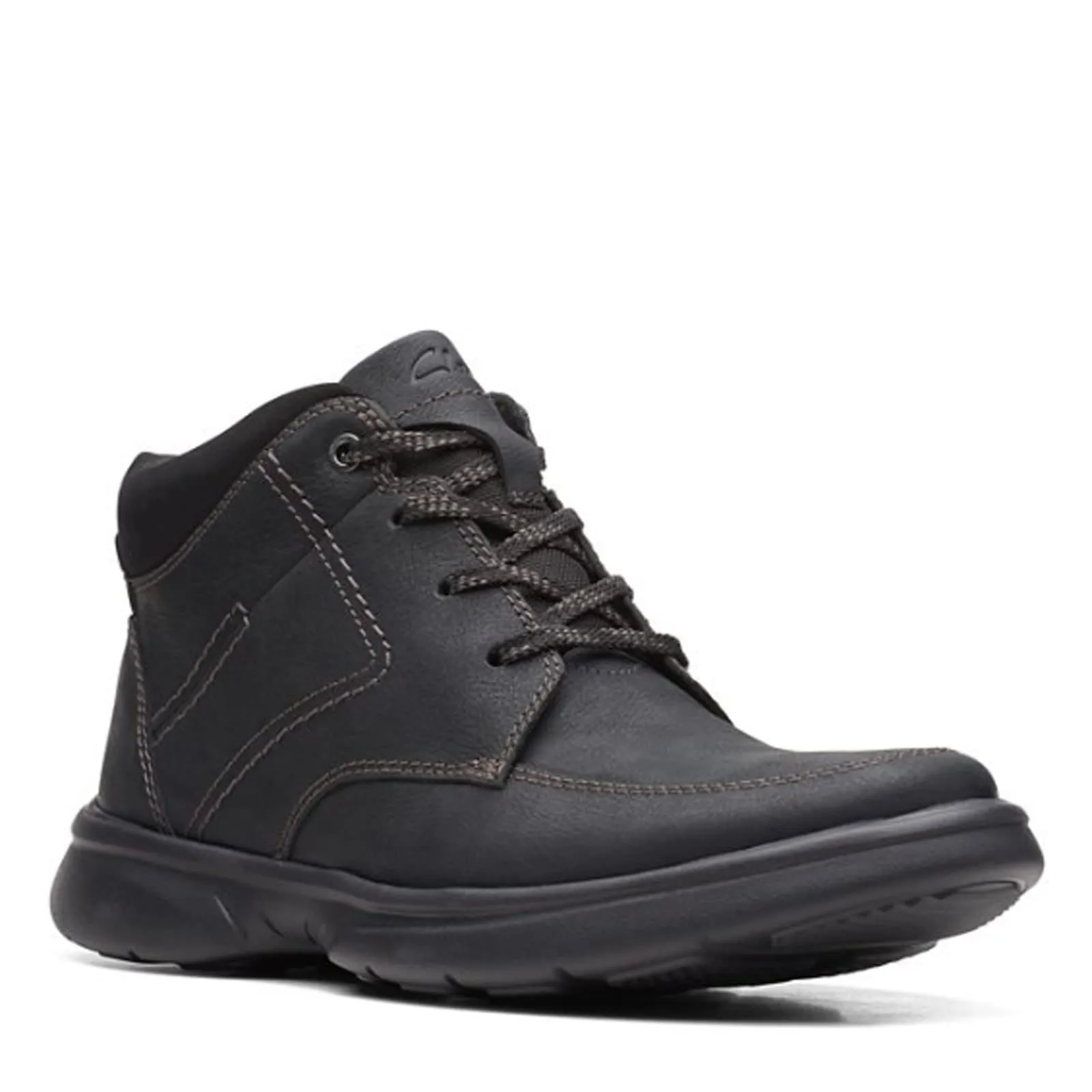 Clarks Men's Bradley Mid Oxford Boot, Black Tumbled Leather, 9