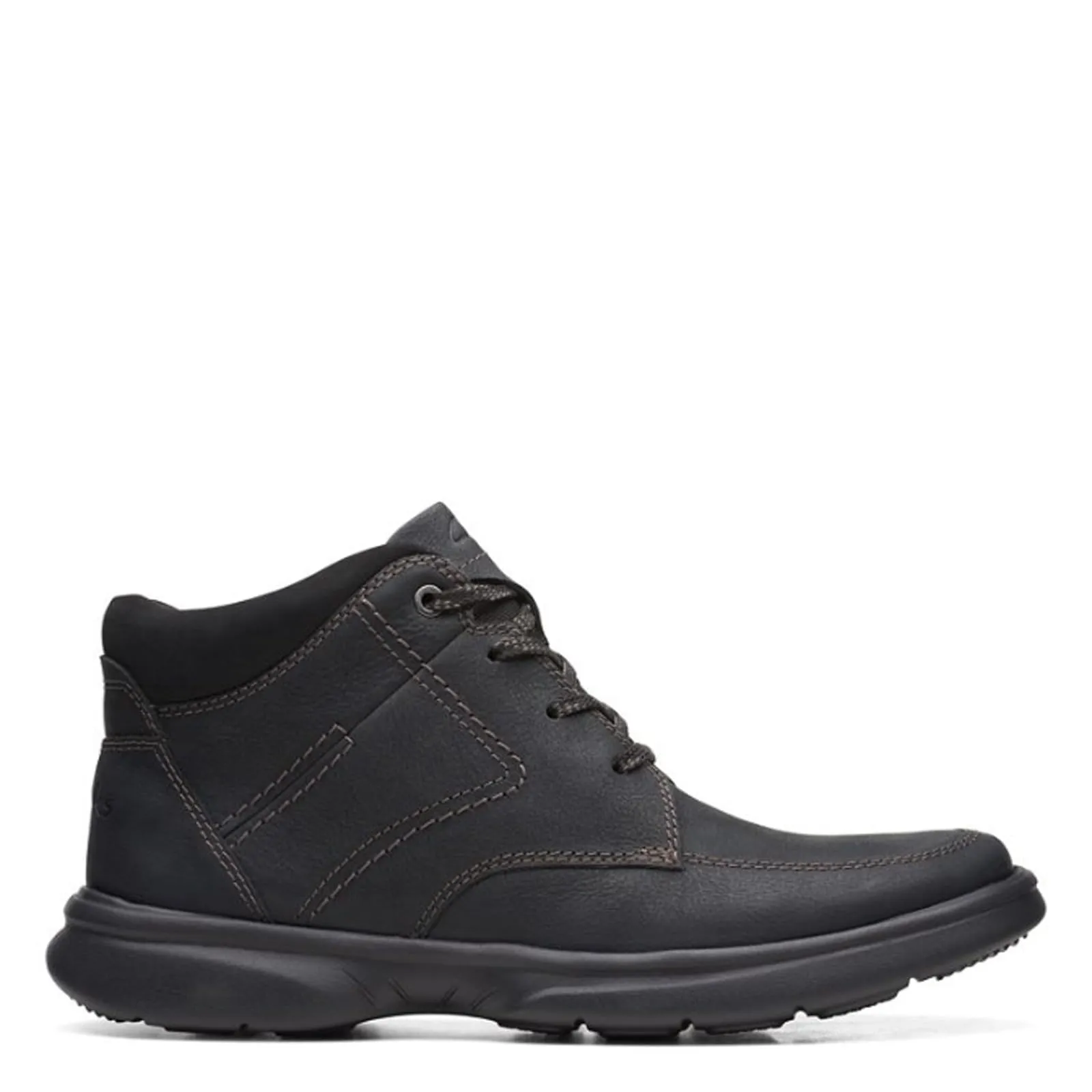 Clarks Men's Bradley Mid Oxford Boot, Black Tumbled Leather, 9
