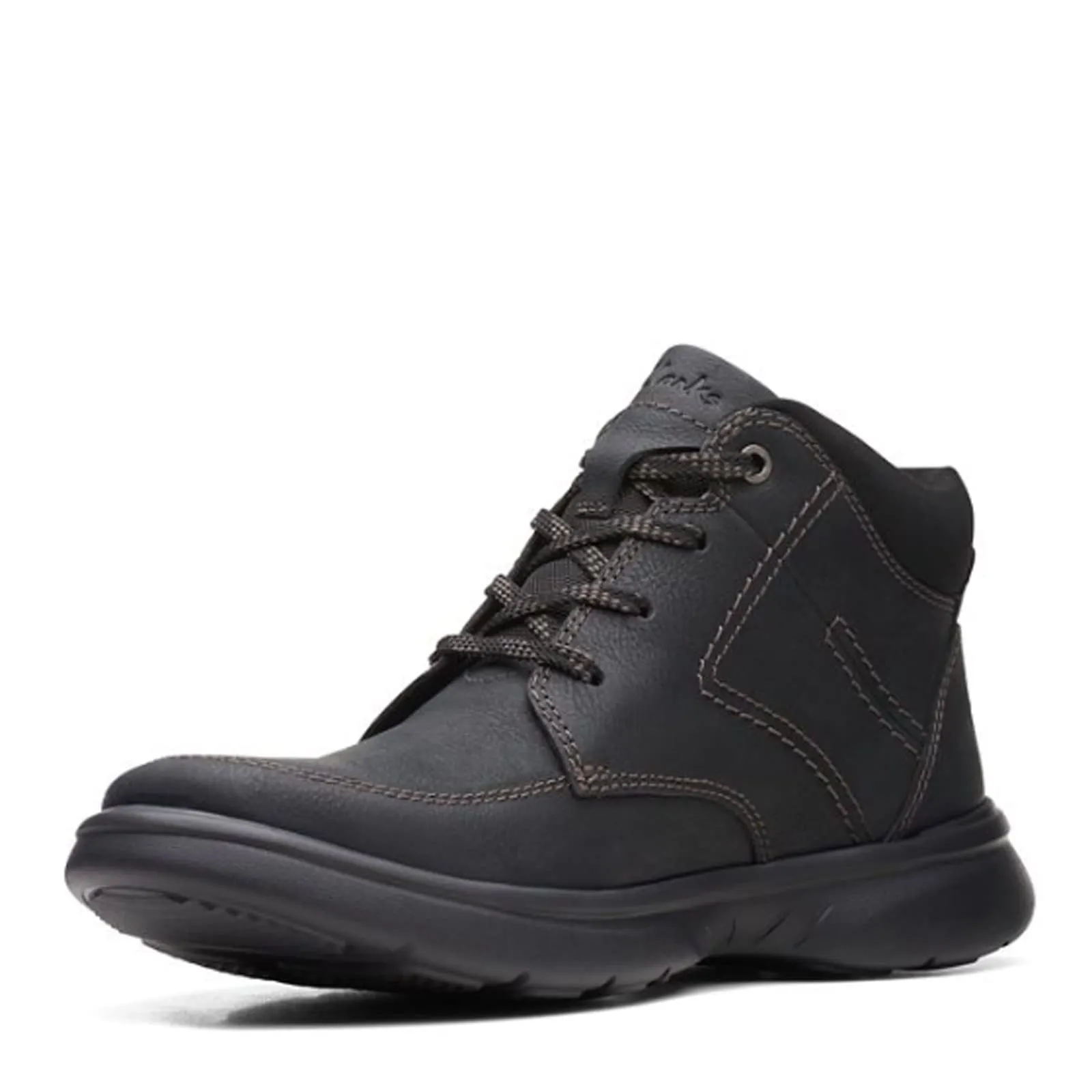 Clarks Men's Bradley Mid Oxford Boot, Black Tumbled Leather, 9