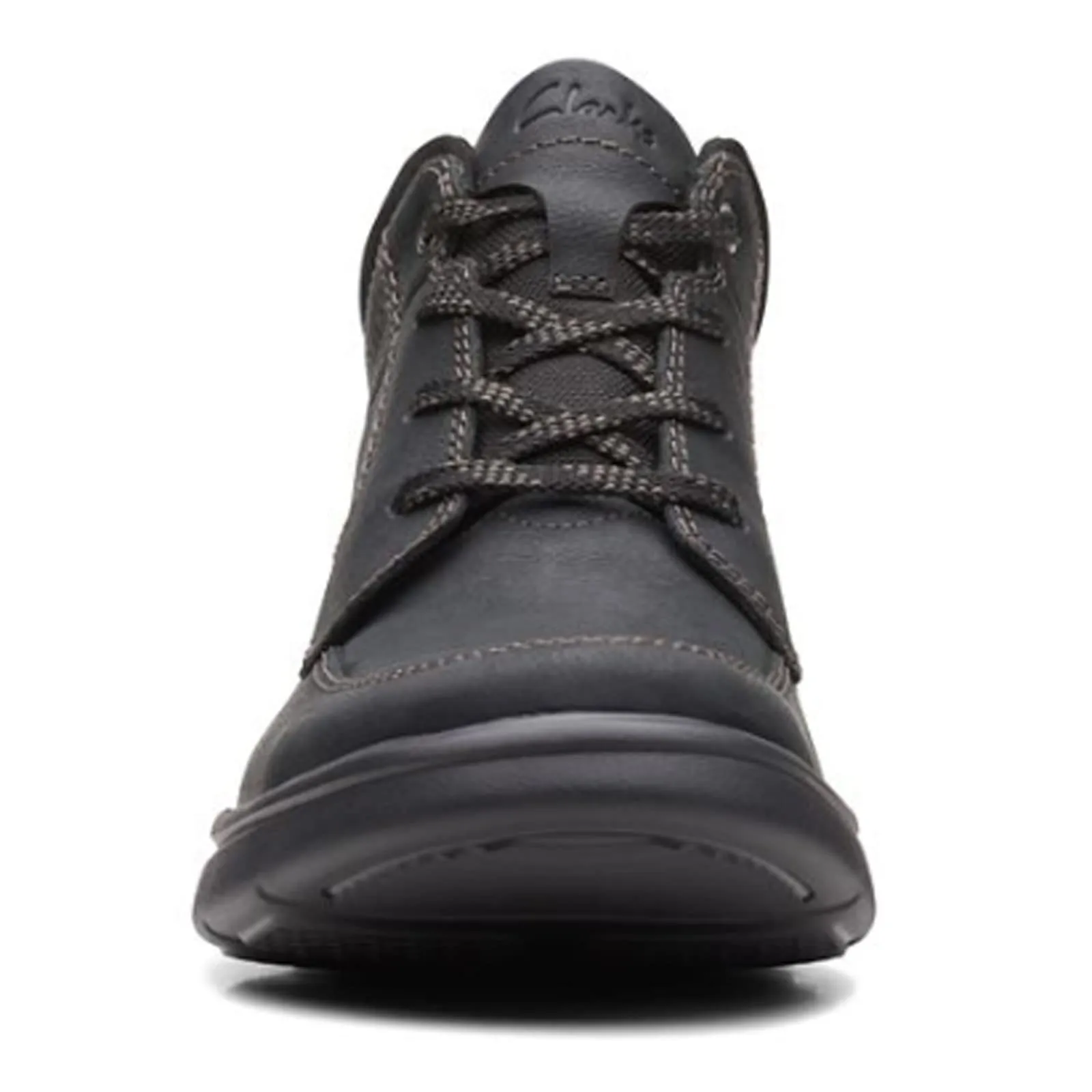 Clarks Men's Bradley Mid Oxford Boot, Black Tumbled Leather, 9
