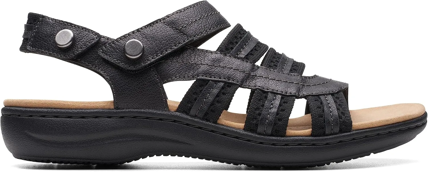 Clarks Women's Laurieann Erin Flat Sandal, Black Combi, 12