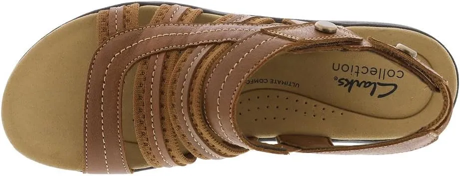 Clarks Women's Laurieann Erin Flat Sandal, Tan Combi, 11