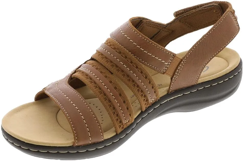 Clarks Women's Laurieann Erin Flat Sandal, Tan Combi, 11