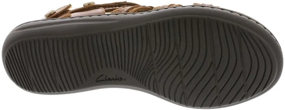 Clarks Women's Laurieann Erin Flat Sandal, Tan Combi, 11