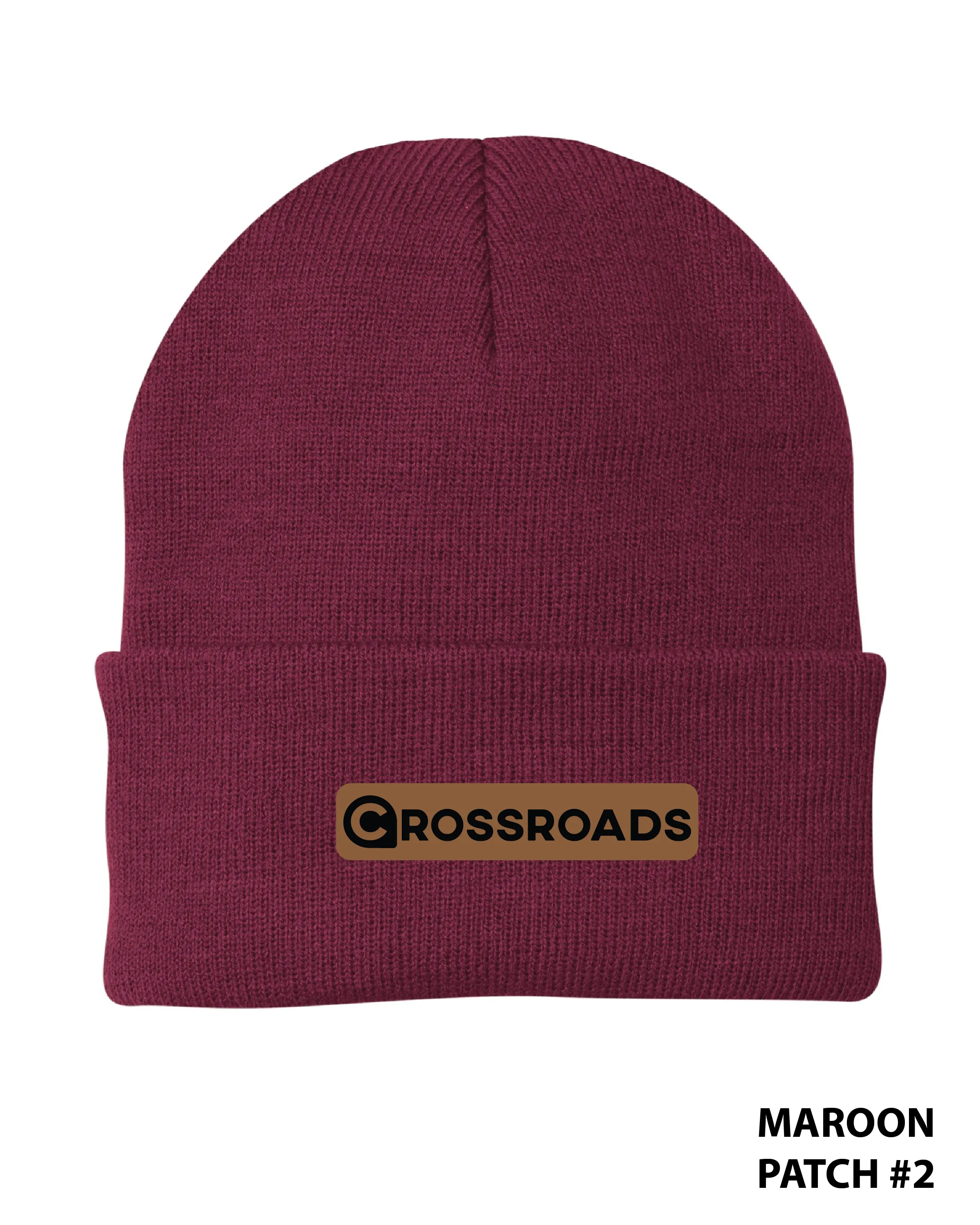Crossroads Leather Patch Beanie