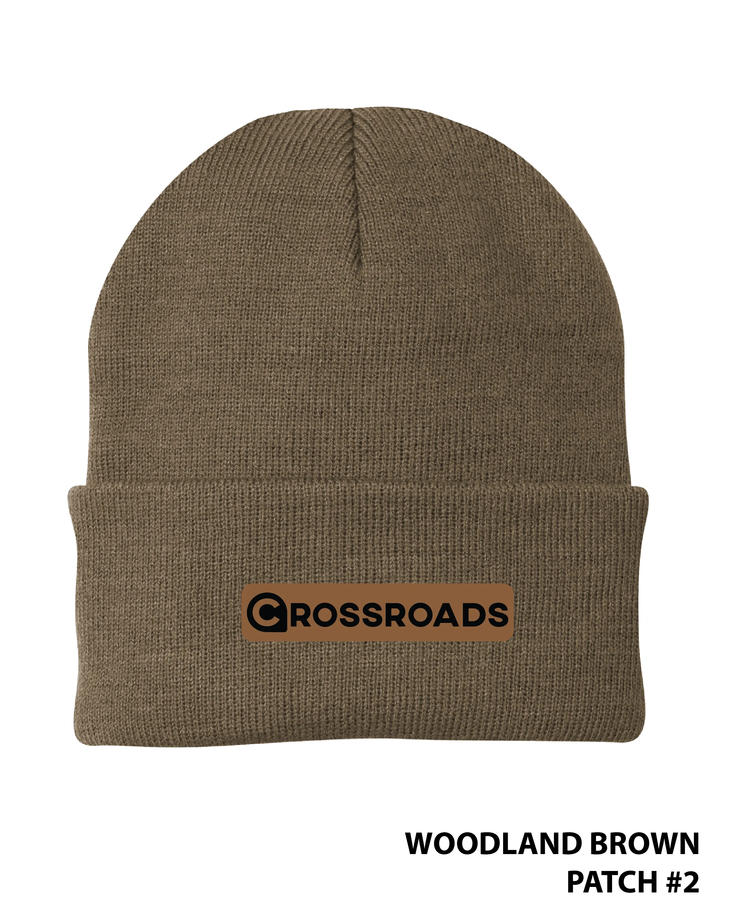 Crossroads Leather Patch Beanie