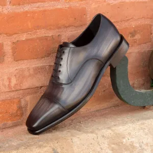 DapperFam Rafael in Grey Men's Hand-Painted Patina Oxford