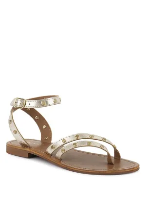 Embellished Round Stud Flat Sandal