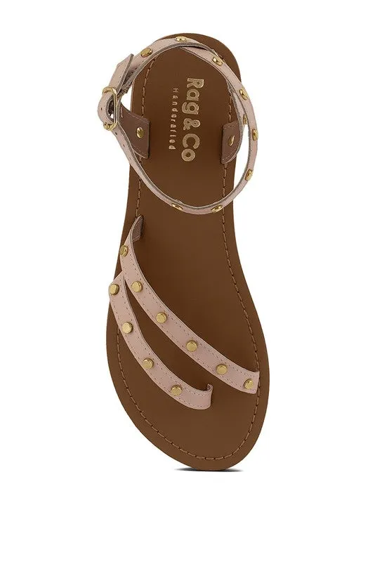 Embellished Round Stud Flat Sandal
