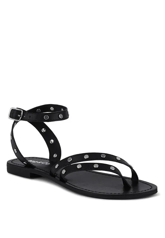 Embellished Round Stud Flat Sandal