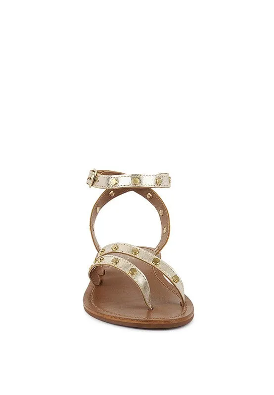 Embellished Round Stud Flat Sandal