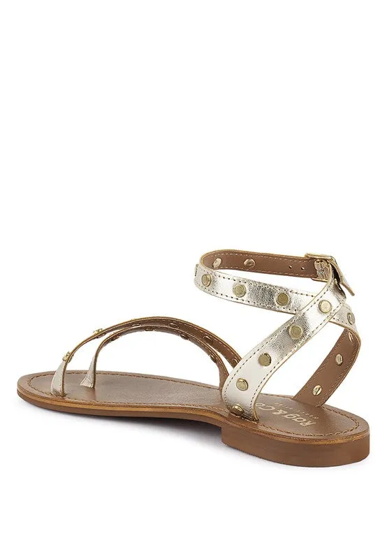 Embellished Round Stud Flat Sandal
