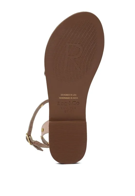 Embellished Round Stud Flat Sandal