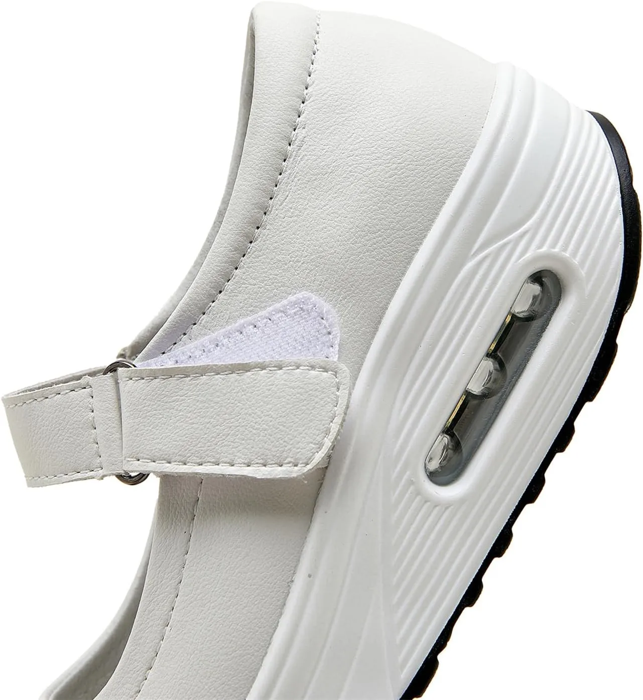 EnllerviiD Women Mary Jane Shoes Buckle Air-Cushion Casual Chunky Heel Round Toe Uniform Dress Platform Wedge Shoes Comfort Pumps Walking Shoes