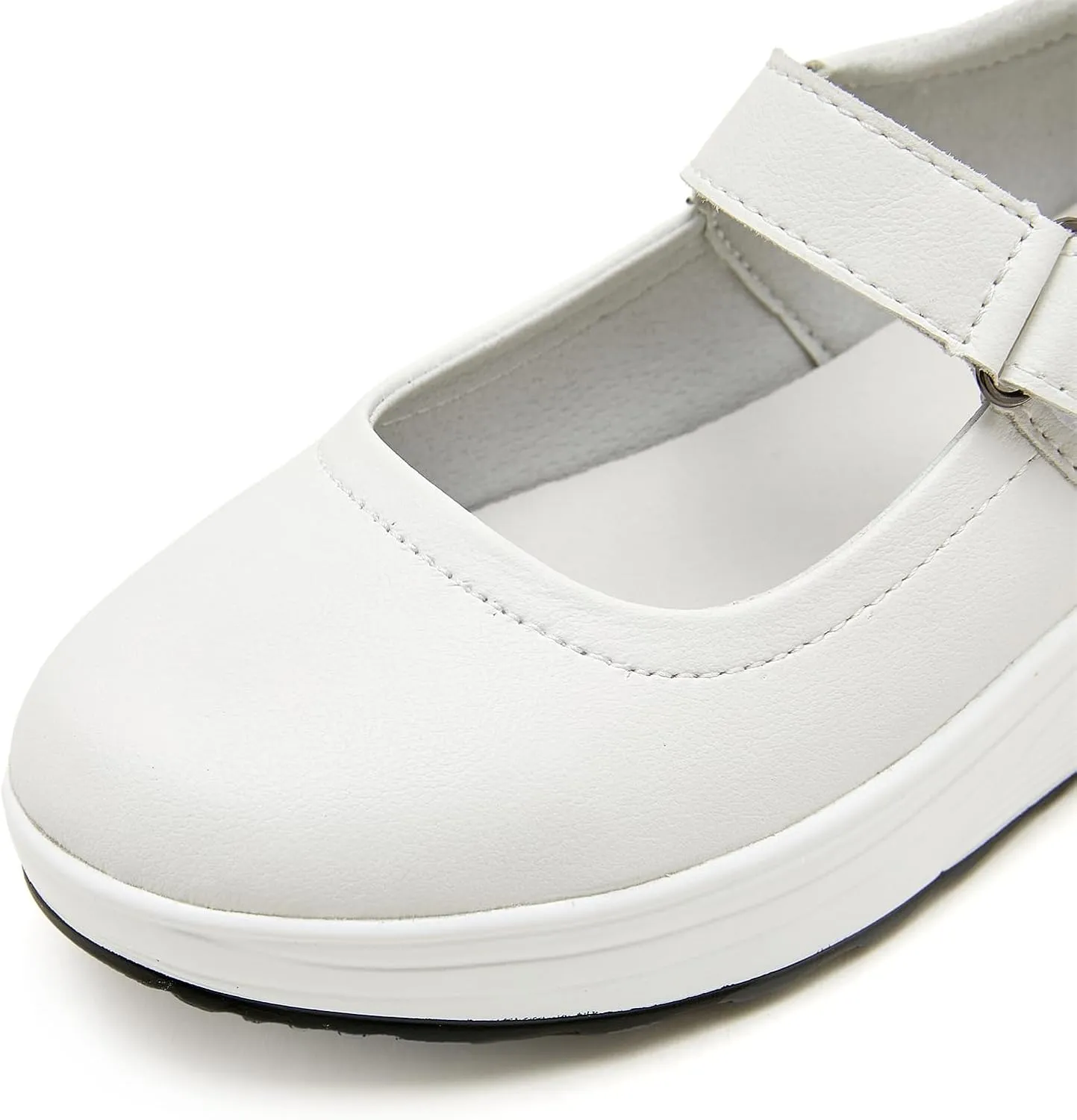 EnllerviiD Women Mary Jane Shoes Buckle Air-Cushion Casual Chunky Heel Round Toe Uniform Dress Platform Wedge Shoes Comfort Pumps Walking Shoes