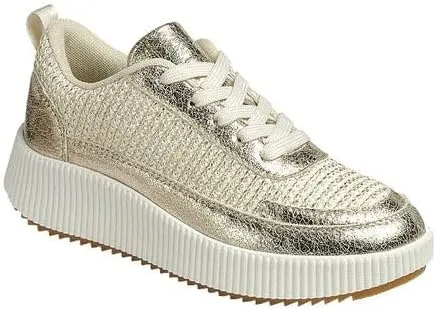 Forever Link Girls Lace Up Platform Knit Sneakers Low Top Chunky Walking Shoes Timeless-12K