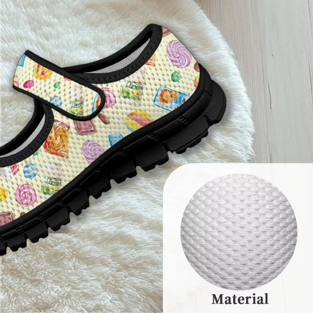 Girl's Mary Jane Shoes Little Girl Casual Anti-Slip Mesh Sneaker with Magic Sticker for Walking Campimg