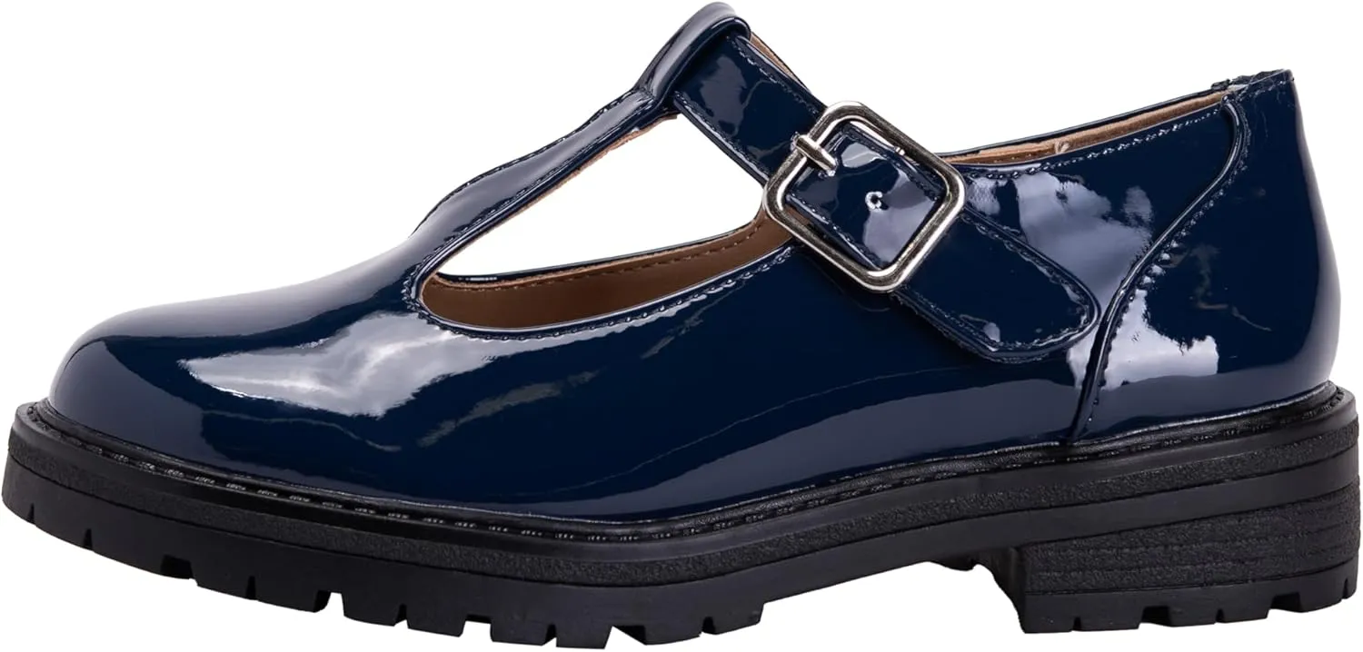 Girls Mary Jane Shoes Oxford Dress Heels Round Toe T-Strap Platform Chunky Low Heel Pumps Lily-2 ~