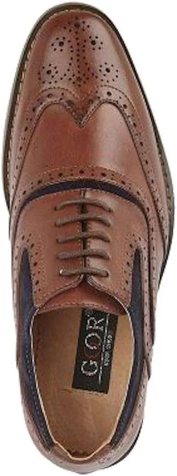 Goor Childrens/Boys Leather 5 Eye Wing Capped Brogue Oxford Shoe