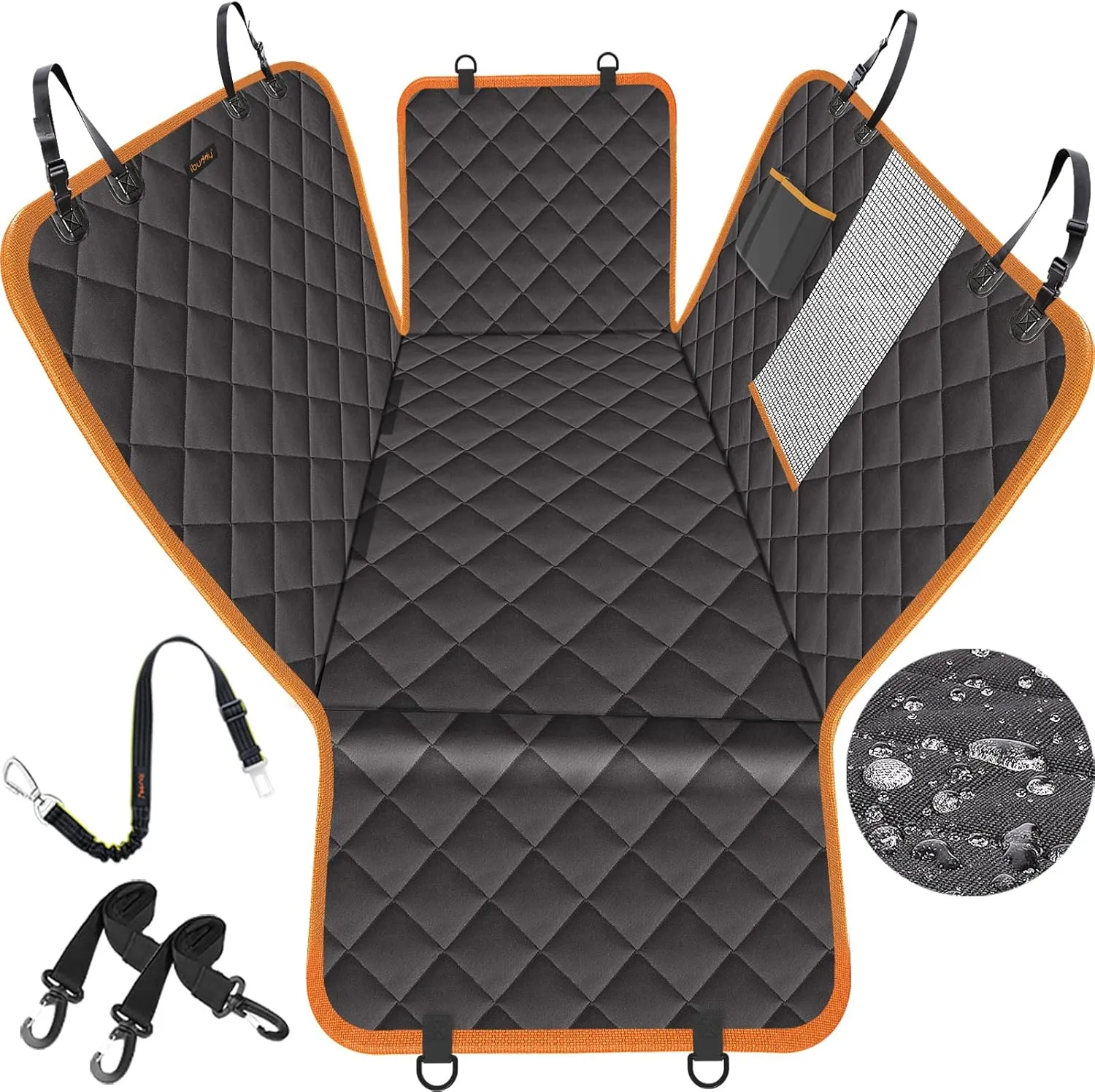 iBuddy Dog Seat Cover for Back Seat Waterproof Dog Car Hammock Protects Your Vehicle from Scratches, Hair, and Dirt Easy to Install & Clean Oxford Fabric Machine Washable Universal Fit Pet Seat Cover
