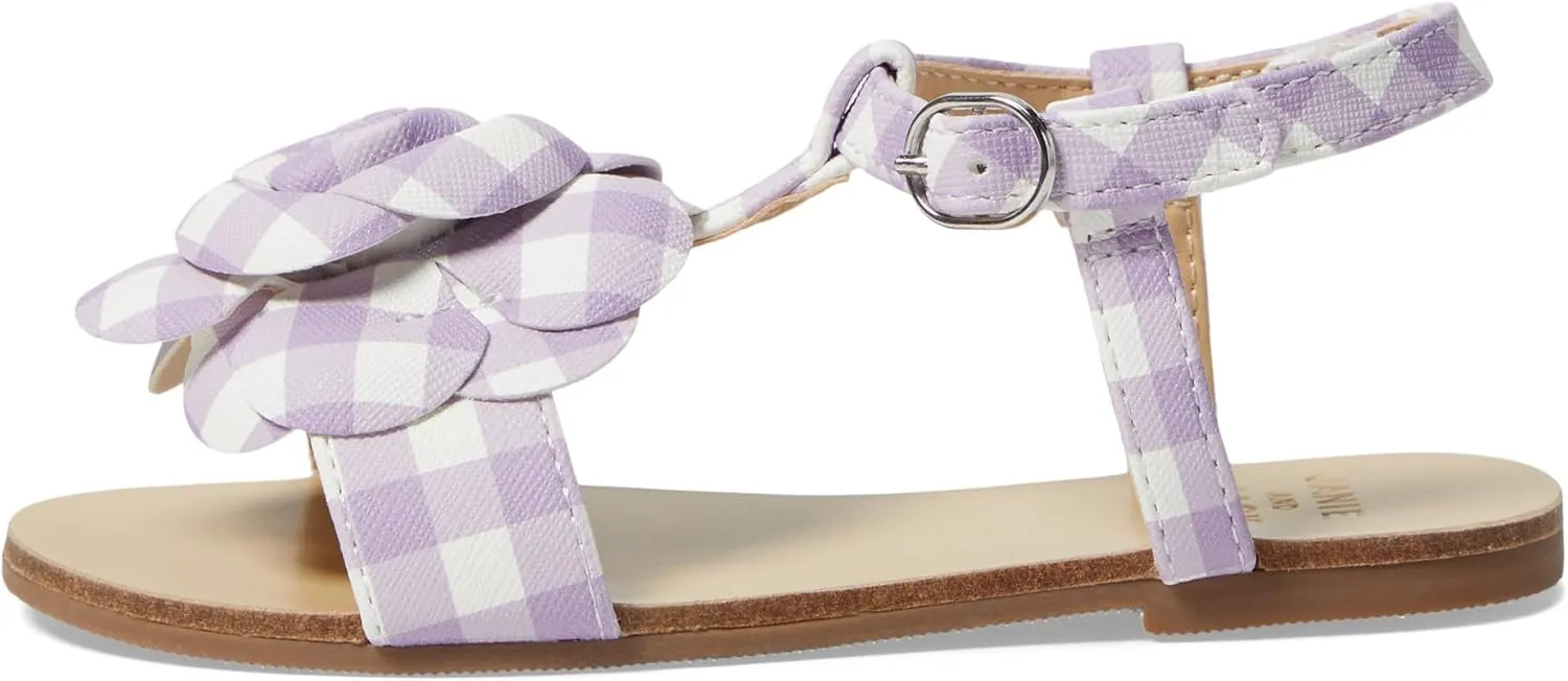 Janie and Jack Girl's Gingham Flower Sandal (Toddler/Little Big Kid) Flat