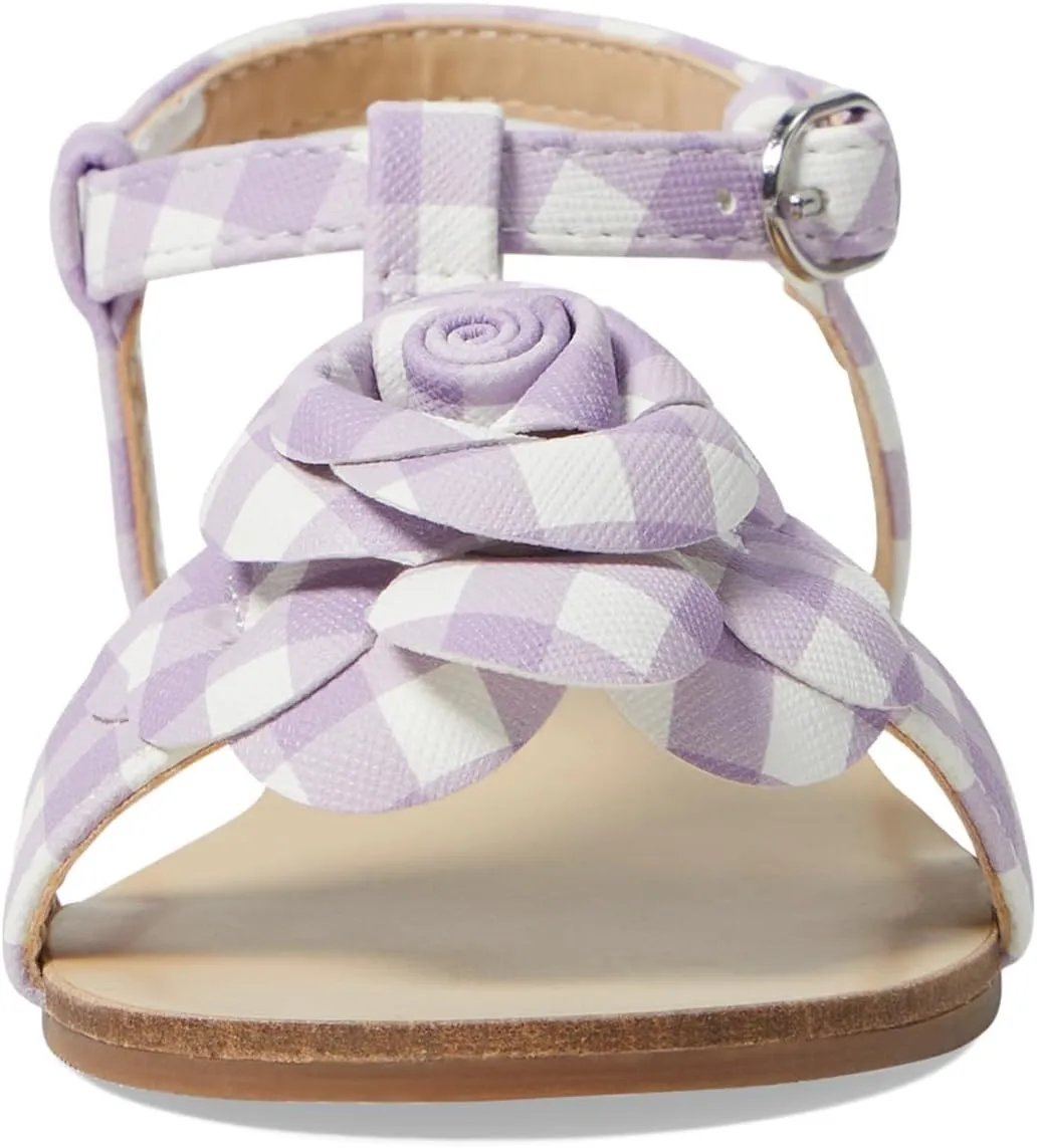 Janie and Jack Girl's Gingham Flower Sandal (Toddler/Little Big Kid) Flat
