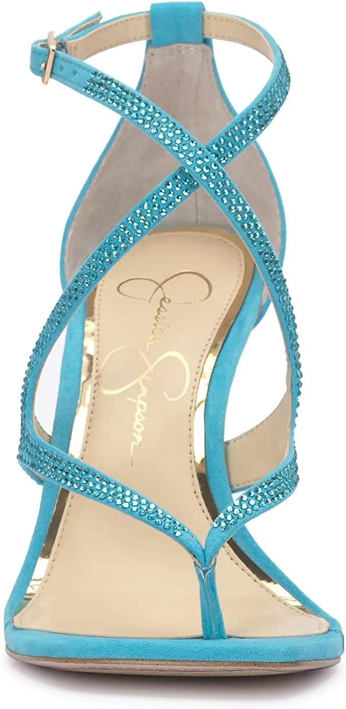 Jessica Simpson Womens Catarina Faux Suede Rhinestone Pumps