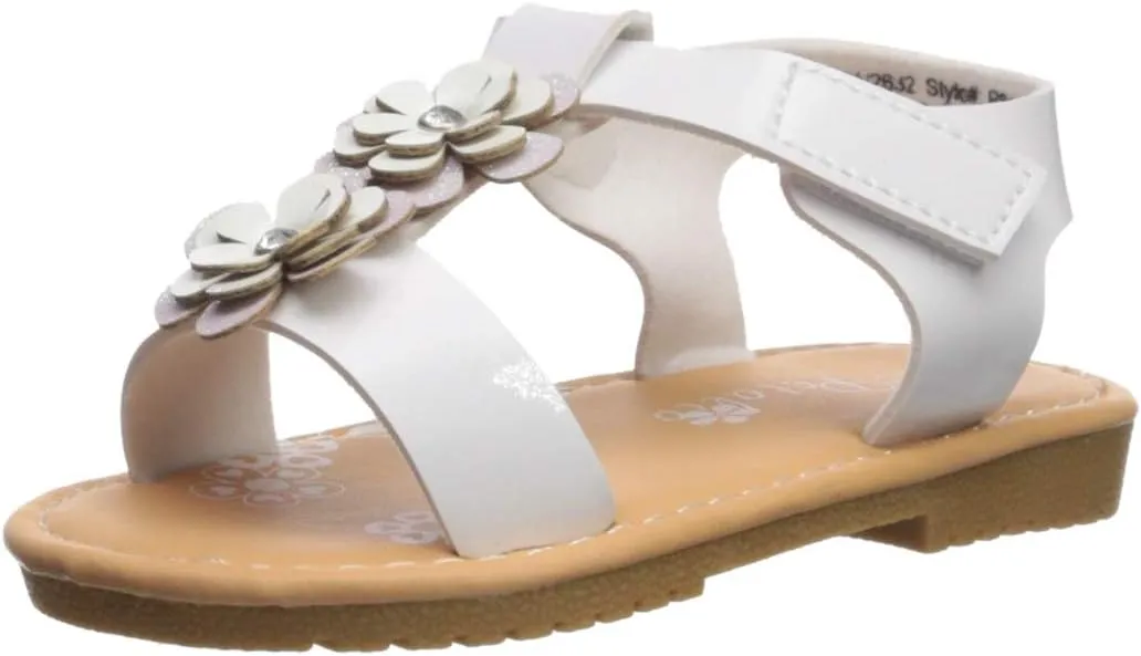 Josmo Girl's Naomi Flat Sandal, White, 11 Medium US Little Kid