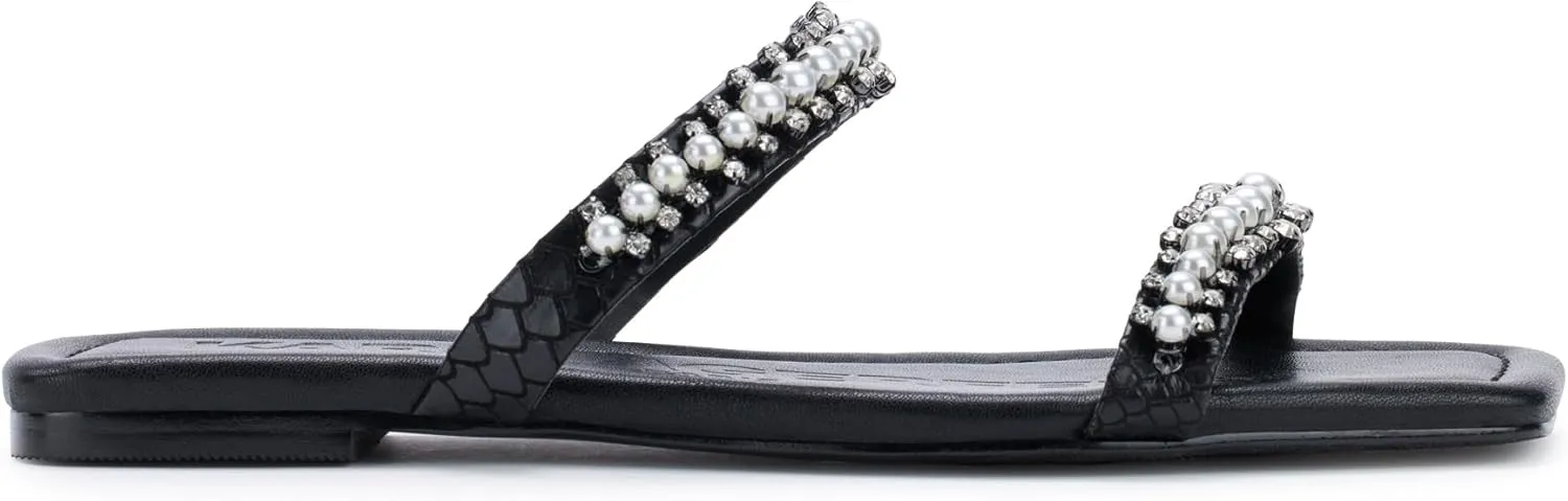 KARL LAGERFELD womens Payzlee Embellished Flat Sandal