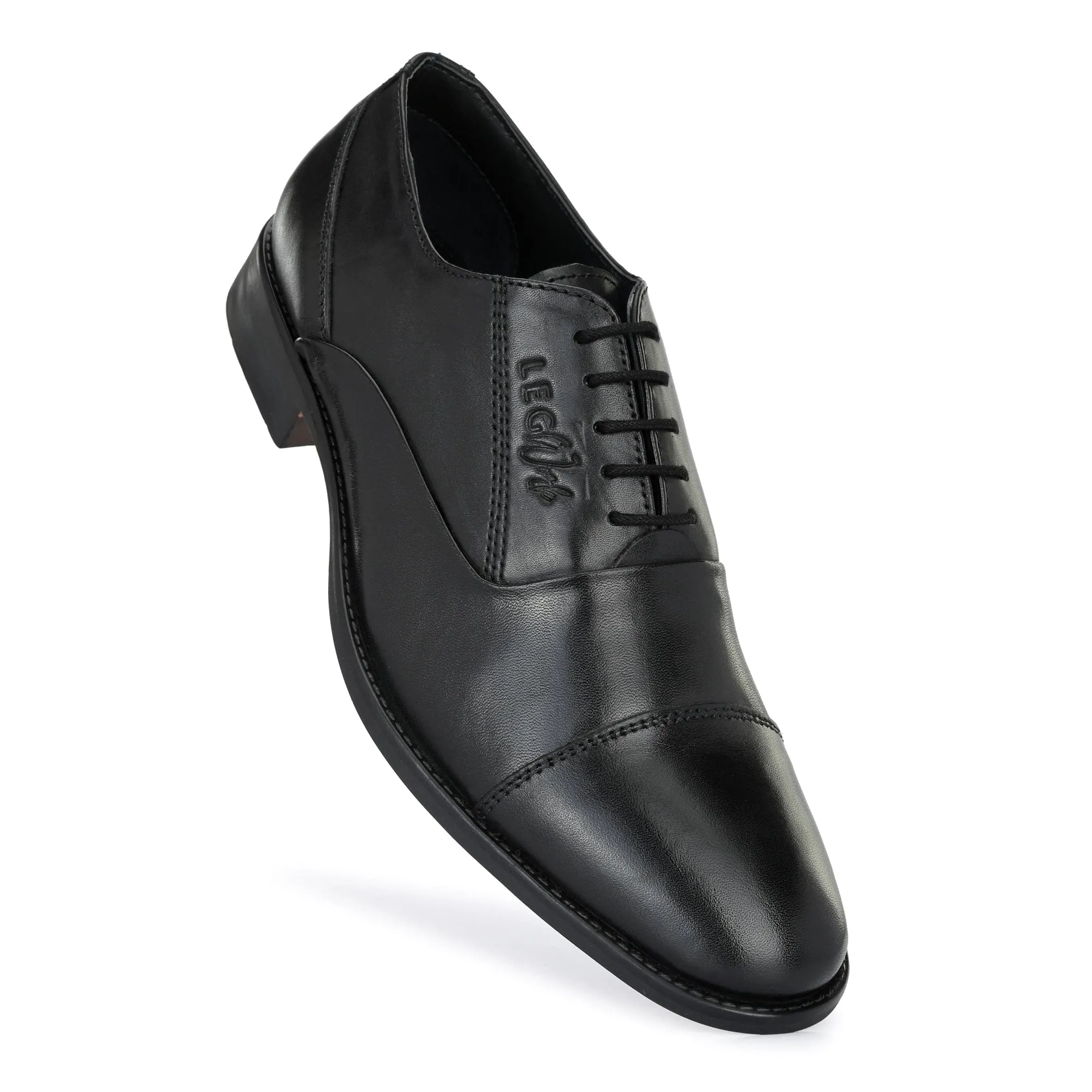 LEGWORK OXFORD CAP TOE BLACK CALF ITALIAN LEATHER DRESS SHOE
