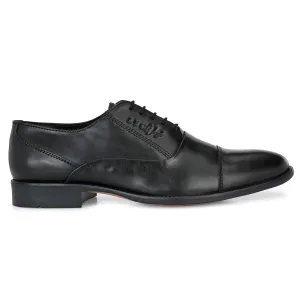 LEGWORK OXFORD CAP TOE BLACK CALF ITALIAN LEATHER DRESS SHOE