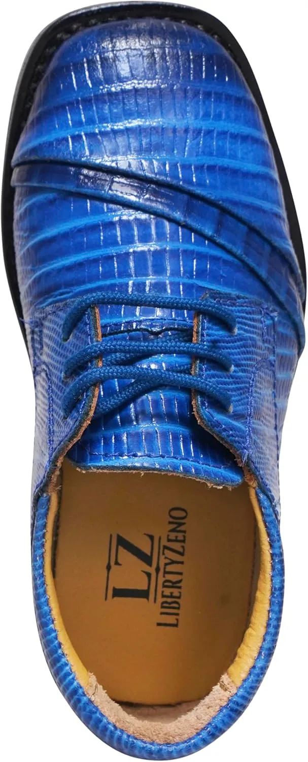 LIBERTYZENO Kids Animal Print Genuine Leather Kids & Toddlers Lace Up Oxford Dress Shoes for Prom Graduation