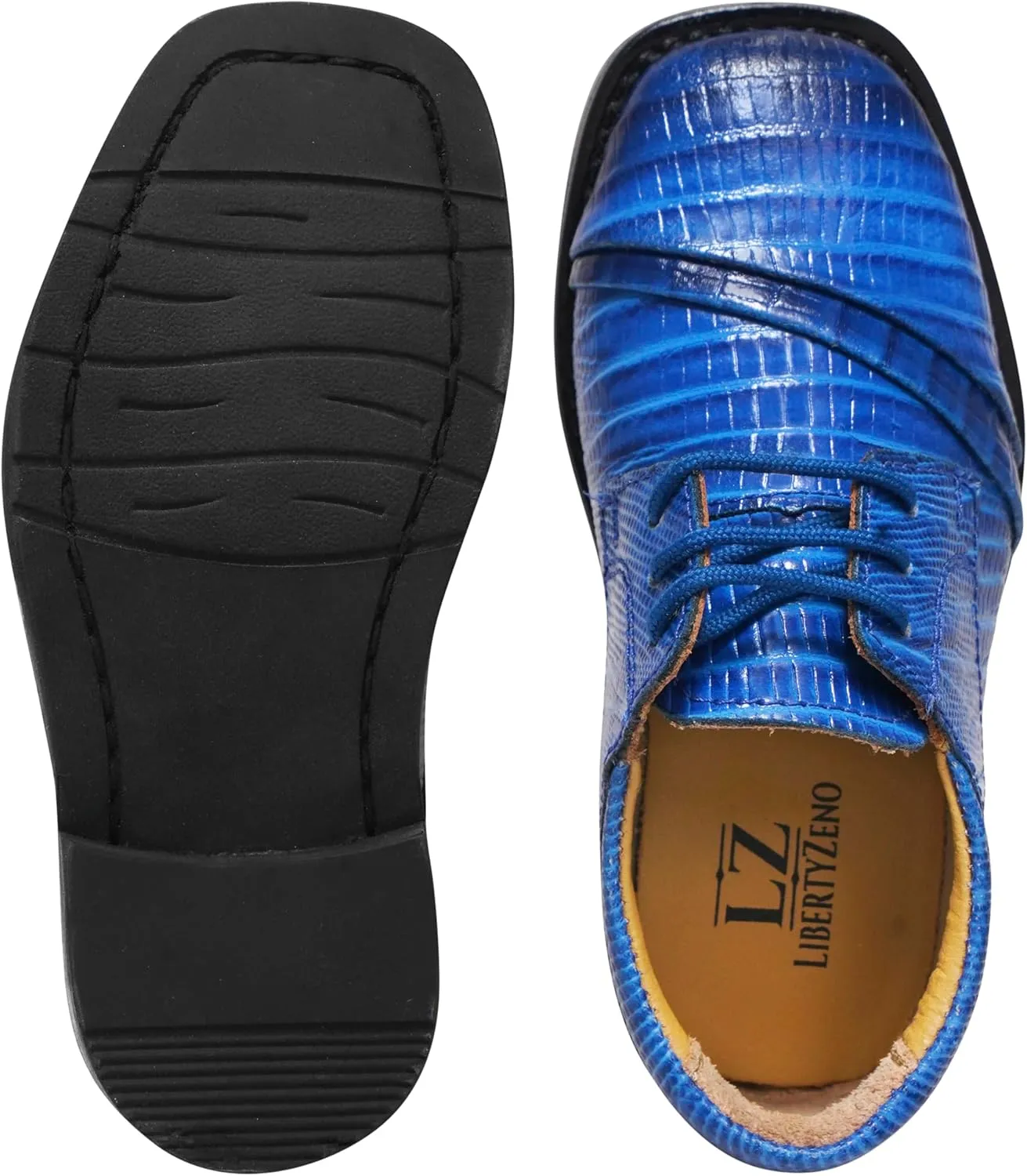 LIBERTYZENO Kids Animal Print Genuine Leather Kids & Toddlers Lace Up Oxford Dress Shoes for Prom Graduation