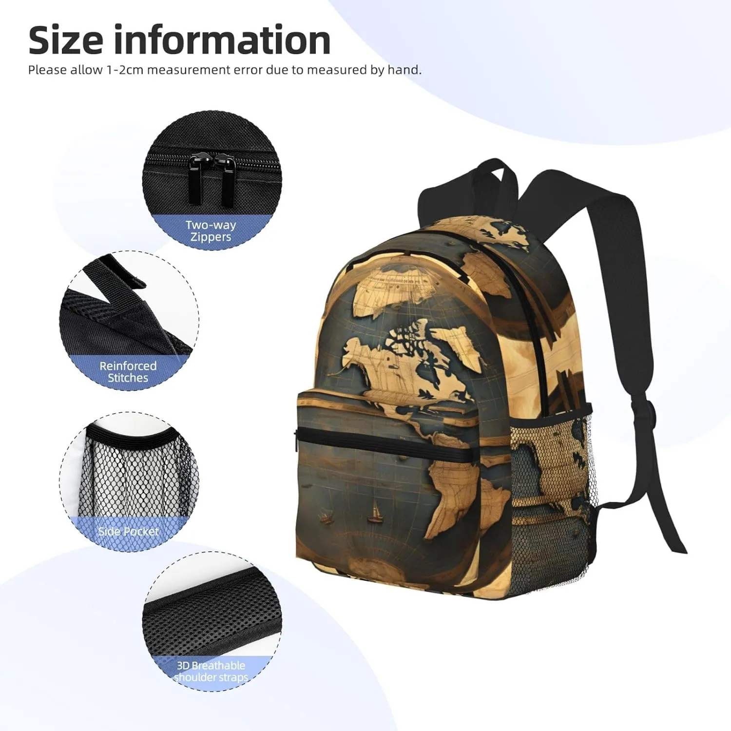 Lightweight Laptop Backpack,Casual Daypack Travel Backpack Bookbag Work Bag for Men and Women-Ancient World Globe