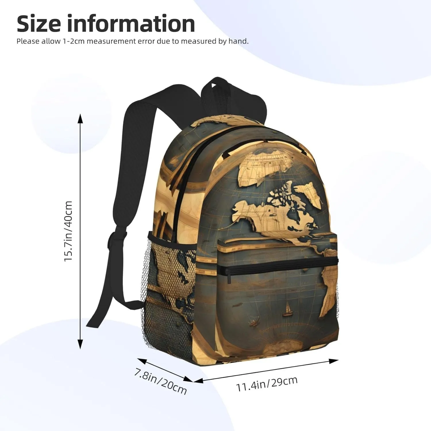 Lightweight Laptop Backpack,Casual Daypack Travel Backpack Bookbag Work Bag for Men and Women-Ancient World Globe